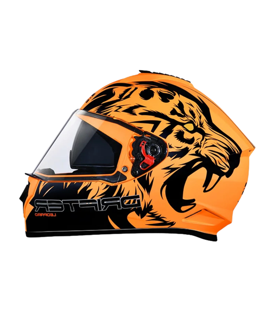 Studds Drifter D2 Leopard Decor Graphics Helmet - Matt Orange Black N9