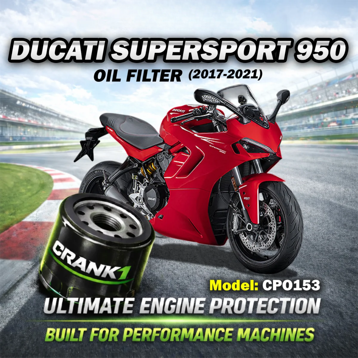 Crank1 Ducati Super Sport 950 (2017-2021) Performance Oil Filter - CPO-153 - Crank 1