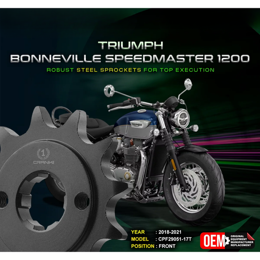 Crank1 Triumph Bonneville Speedmaster 1200 (2018-2021) Performance Motorcycle Sprocket - Black - CPF29051-17T