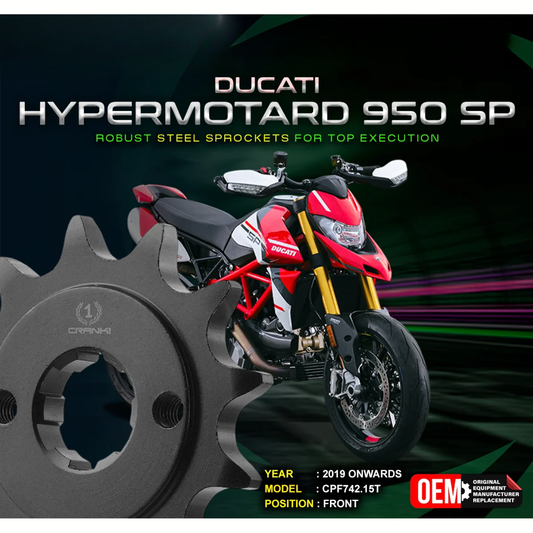 Crank1 Ducati Hypermotard 950 SP (2019 Onwards) Performance Motorcycle Sprocket - Black - CPF742.15T