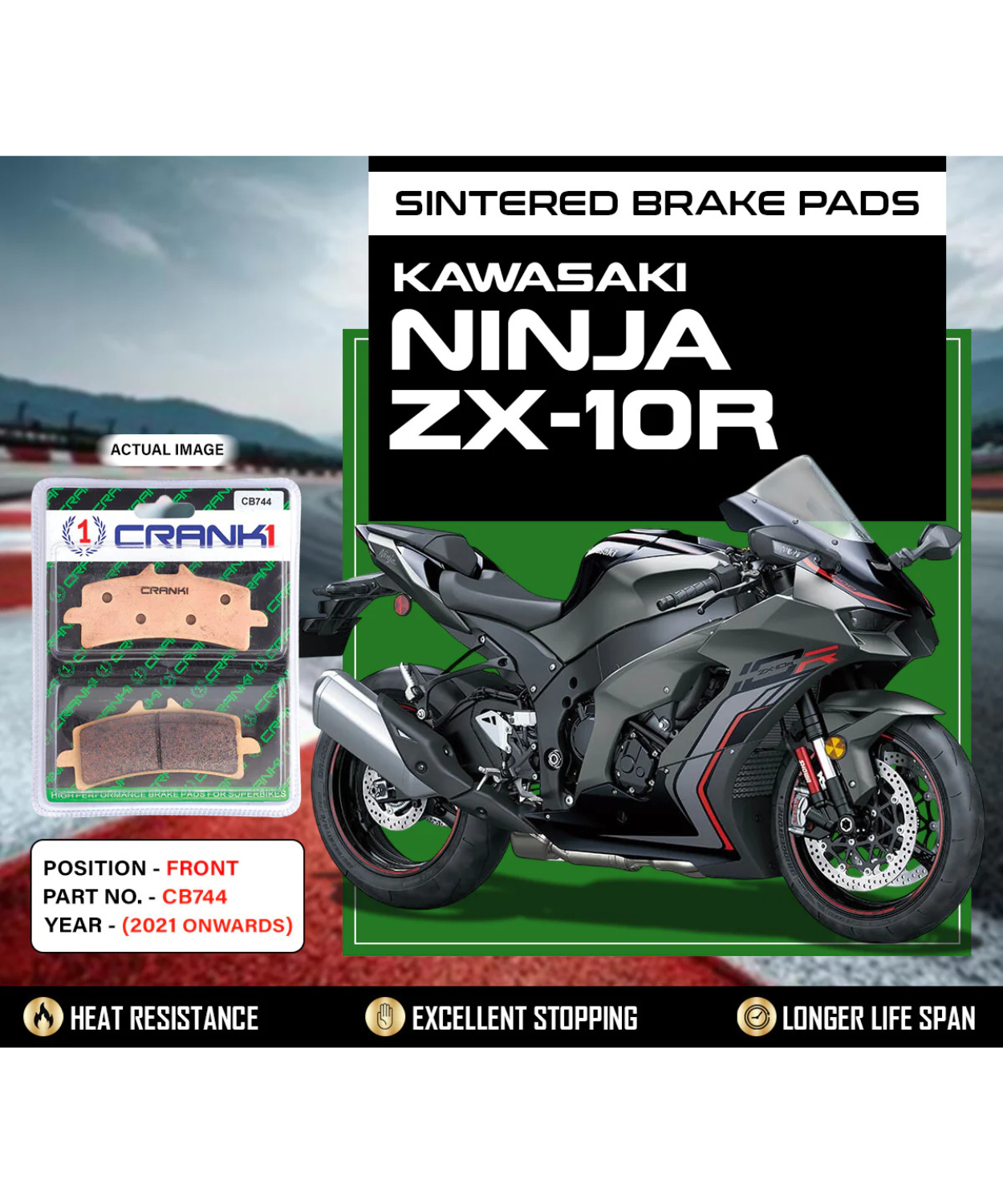 Crank1 Kawasaki Ninja ZX-10R (2021 Onwards) Sintered Brake Pads