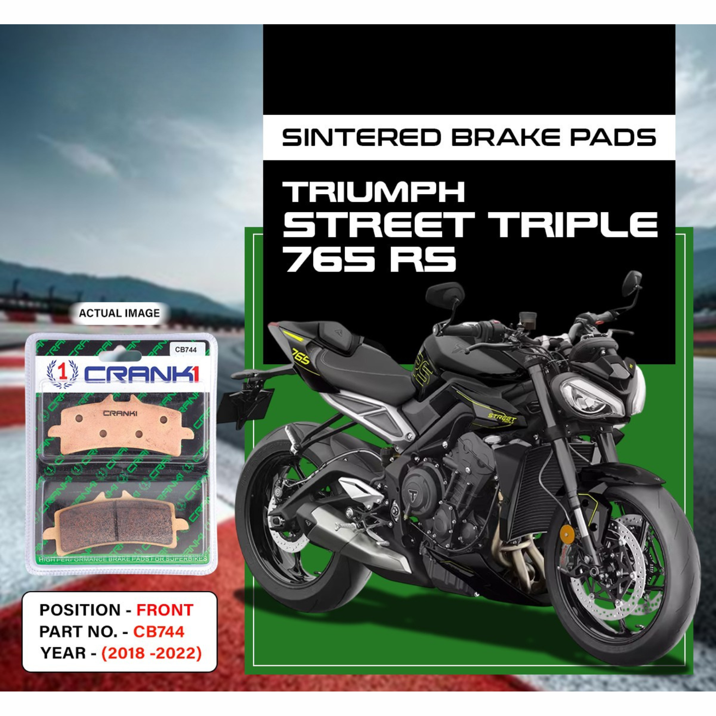 Crank1 Sintered Brake Pads for Triumph Street Triple 765 RS (2018-2022)