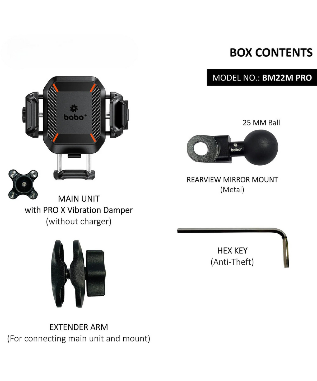 BOBO BM23M Pro Mirror Mount Anti-Vibration and Anti-Theft with 15W Wireless / 36W USB-C Charger - BOBO