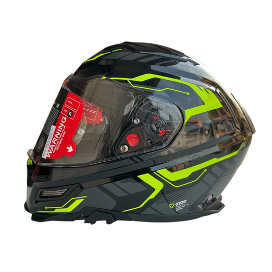 SMK Agnar Tektron GRPS GL264 Full Face Helmet - Gloss Black Yellow