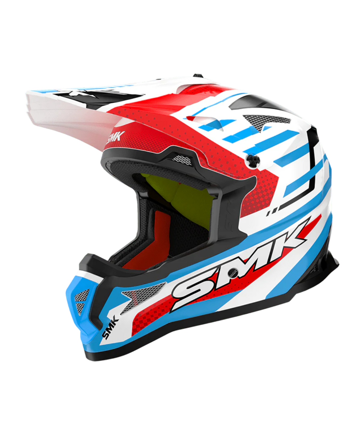 SMK Allterra With Bulldozer GRPS GL153 Full Face Helmet - Gloss White Blue Red - SMK