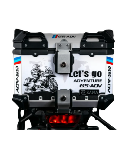 Zana Aluminium Top Box 45L with Back Rest Cushion for BMW 310 GS / BMW / BMW F900 GS/GSA  - Silver - ZI-TB-016