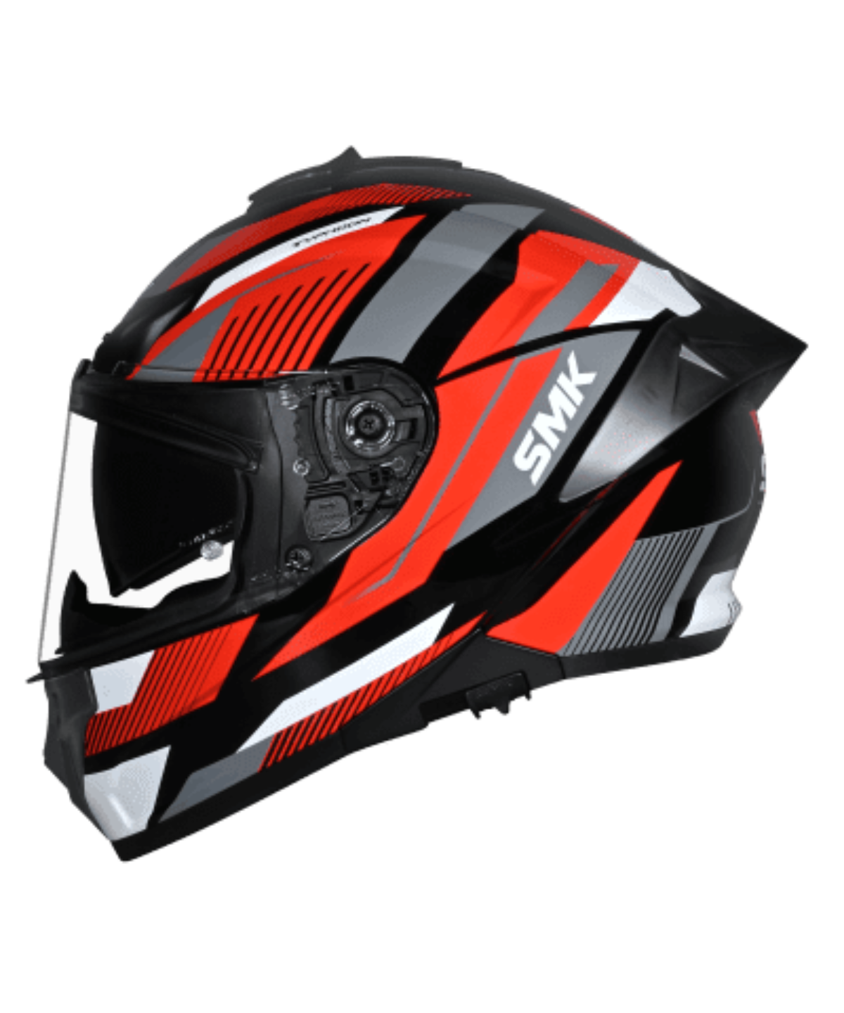SMK Typhoon Sparko GRPS GL236 Full Face Helmet - Gloss Black Red Grey - SMK
