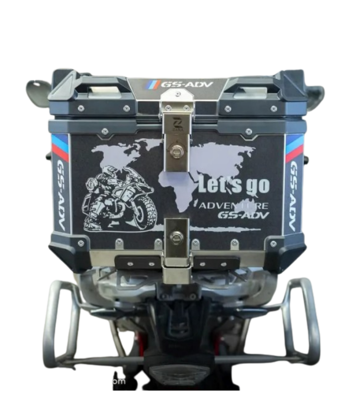 Zana BMW 310 GS Aluminium Sticker Top Box 45L with Back Rest Cushion - Black - ZI-TB-015 - Zana
