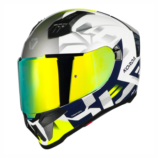 Korda EVO Triton Helmet - Gloss White Blue Fluorescent Green