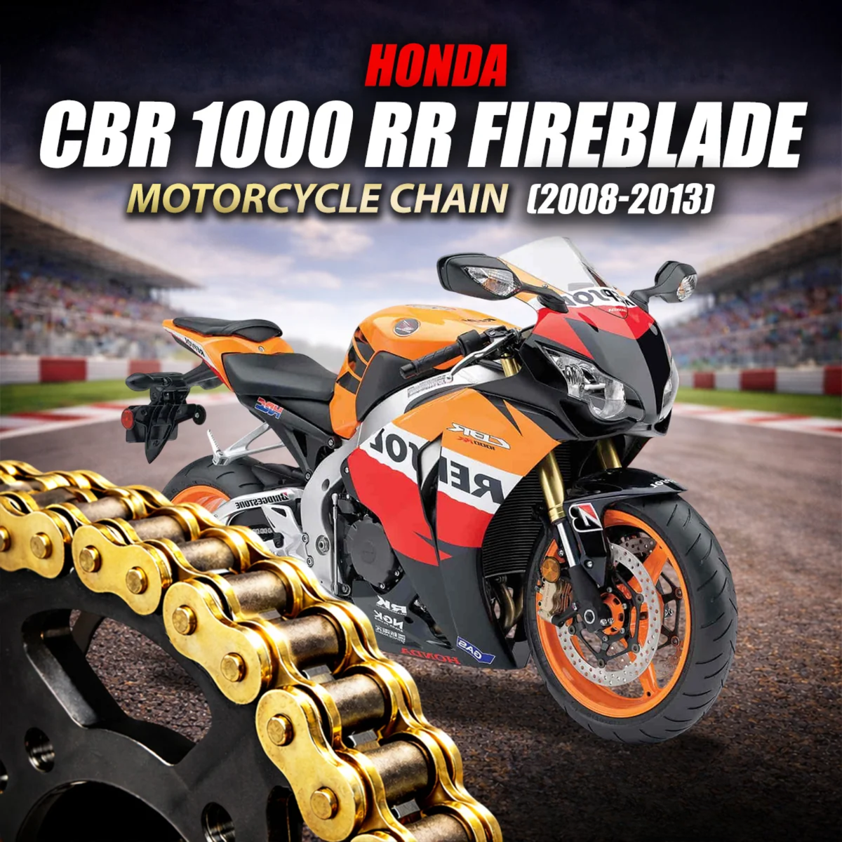 Crank1 Honda CBR 1000 RR Fireblade(2008-2013) 530 Pitch ZVM-X 118L Chain - Gold