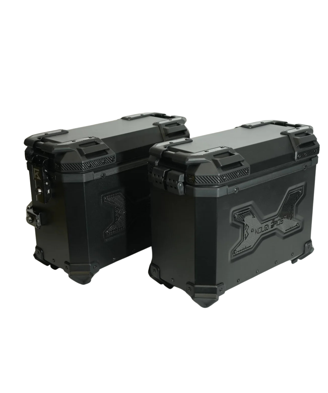 Kolga Bros Carbon Moto Alluminium Panniers 76L - Black