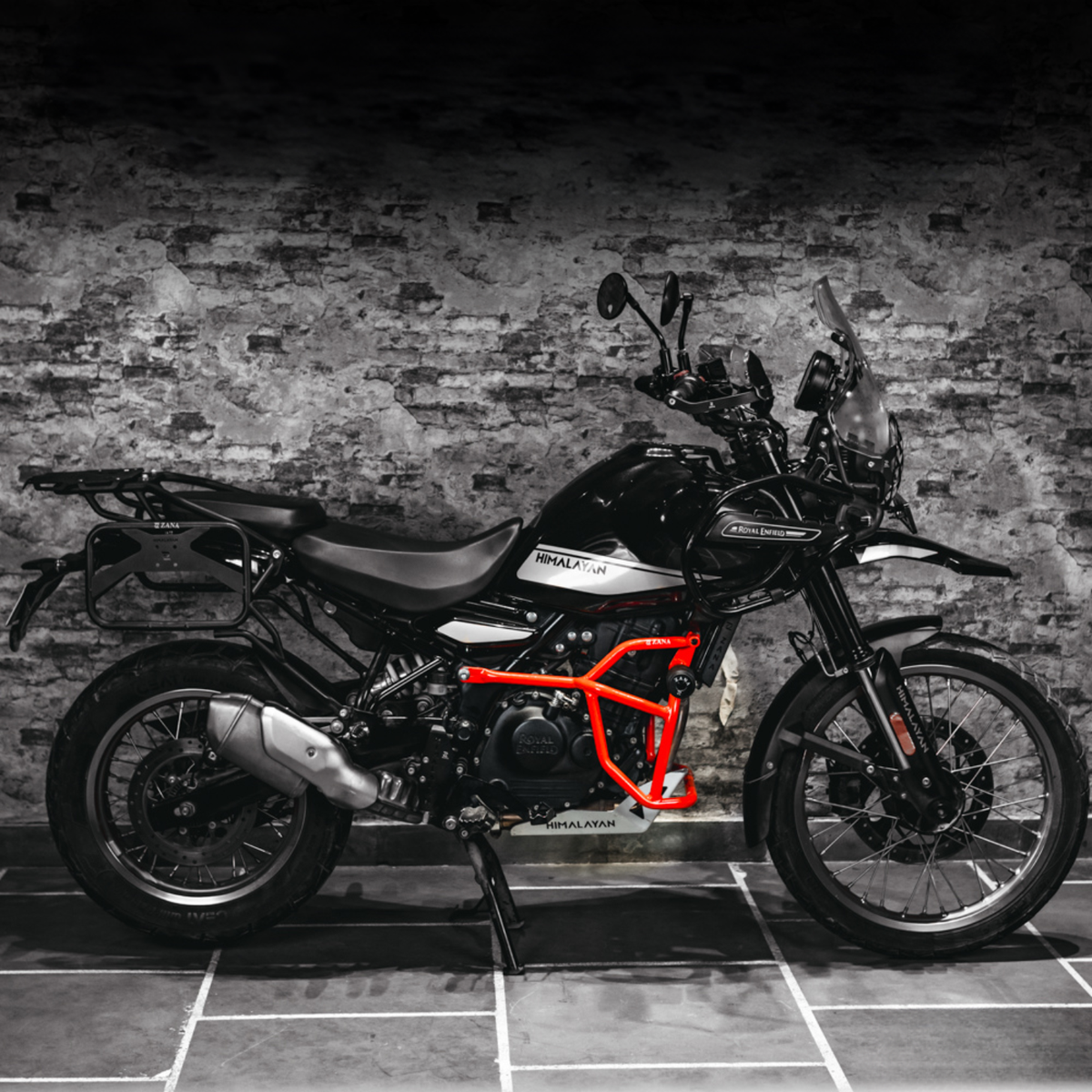 Zana Royal Enfield Himalayan 450 Crash Guard with Slider Type-1 / V-2 (MS) - Red - ZI-8754 - Zana
