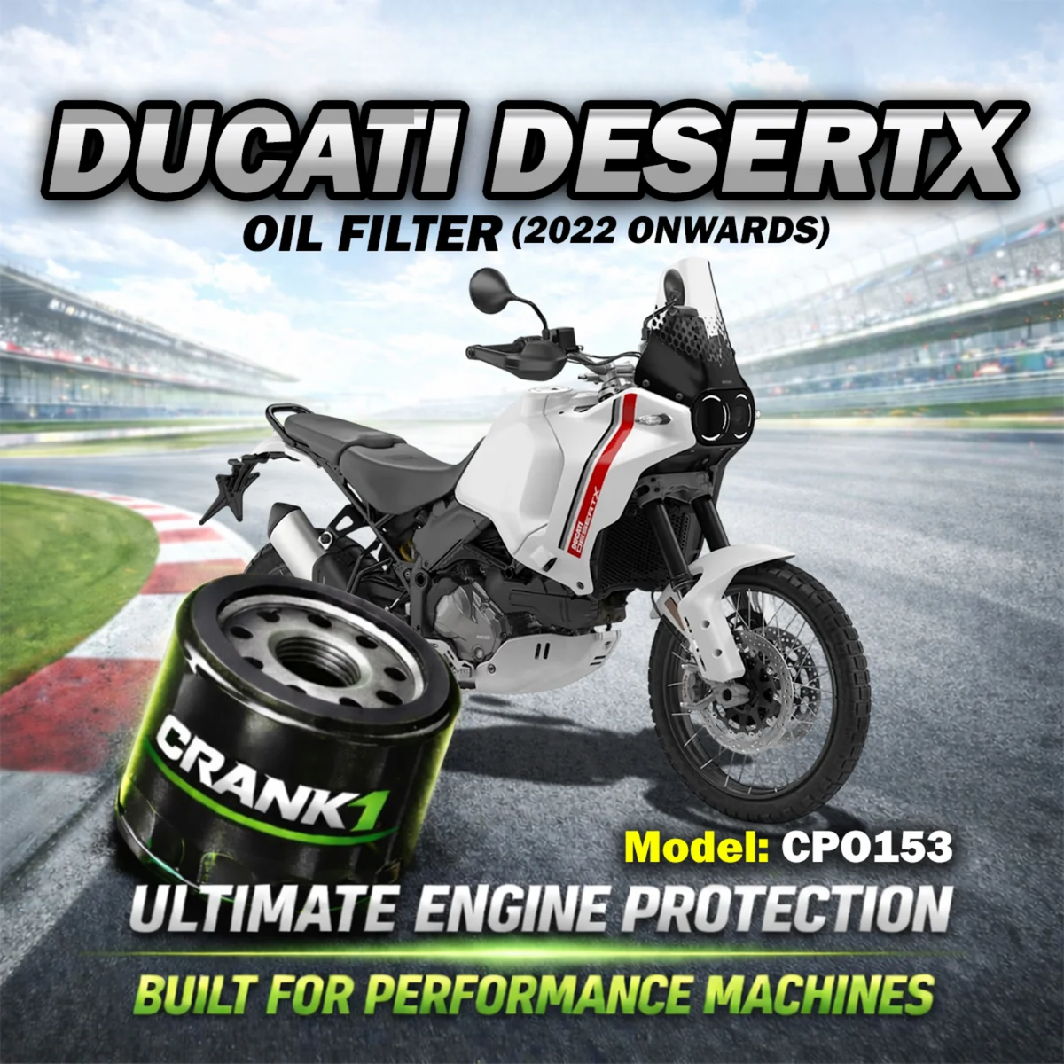Crank1 Ducati DesertX (2022 Onwards) Performance Oil Filter - CPO-153 - Crank 1