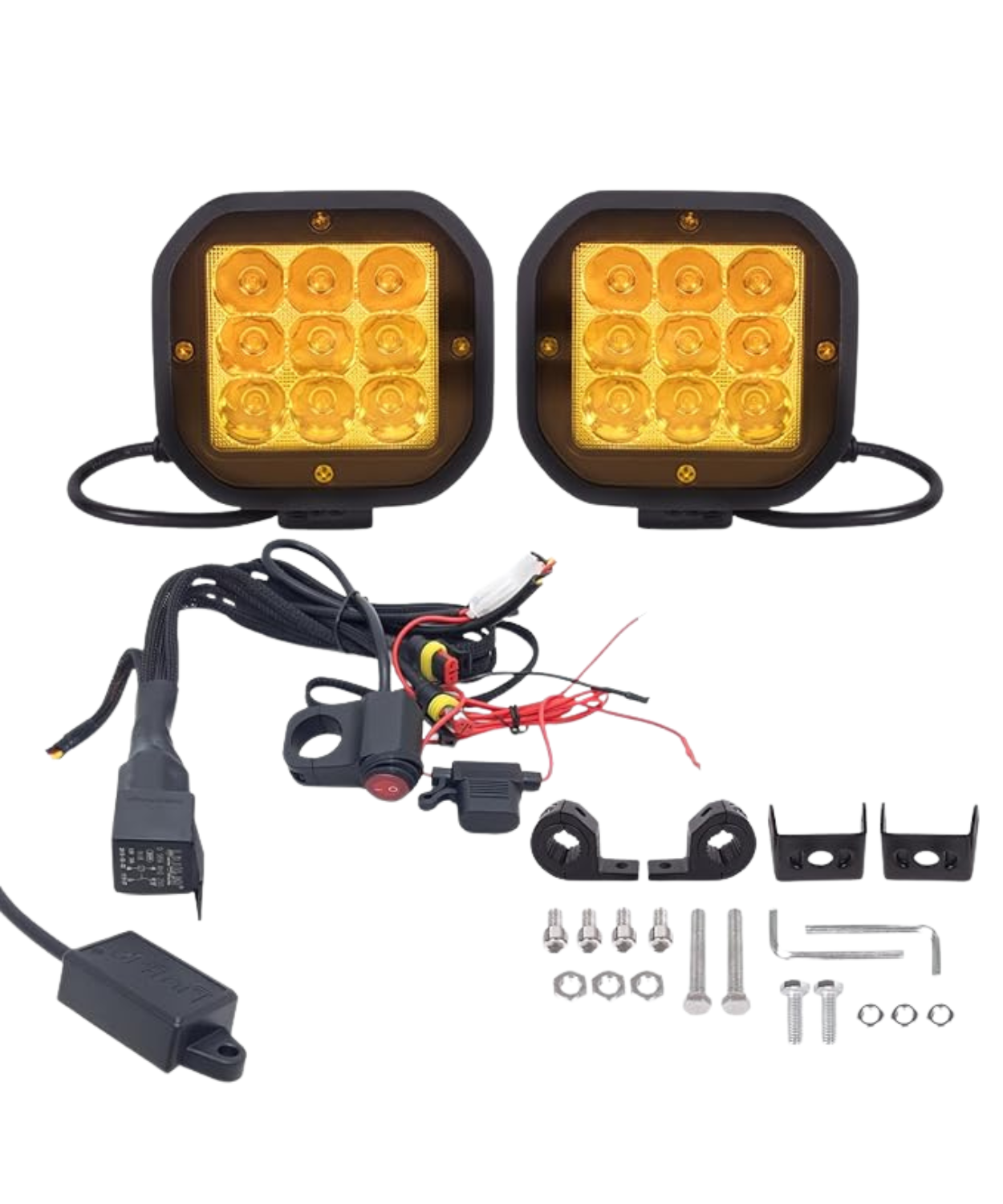 HJG Square 9 LED Fog Light without Filter - Single (60W) (1 Year Warranty)