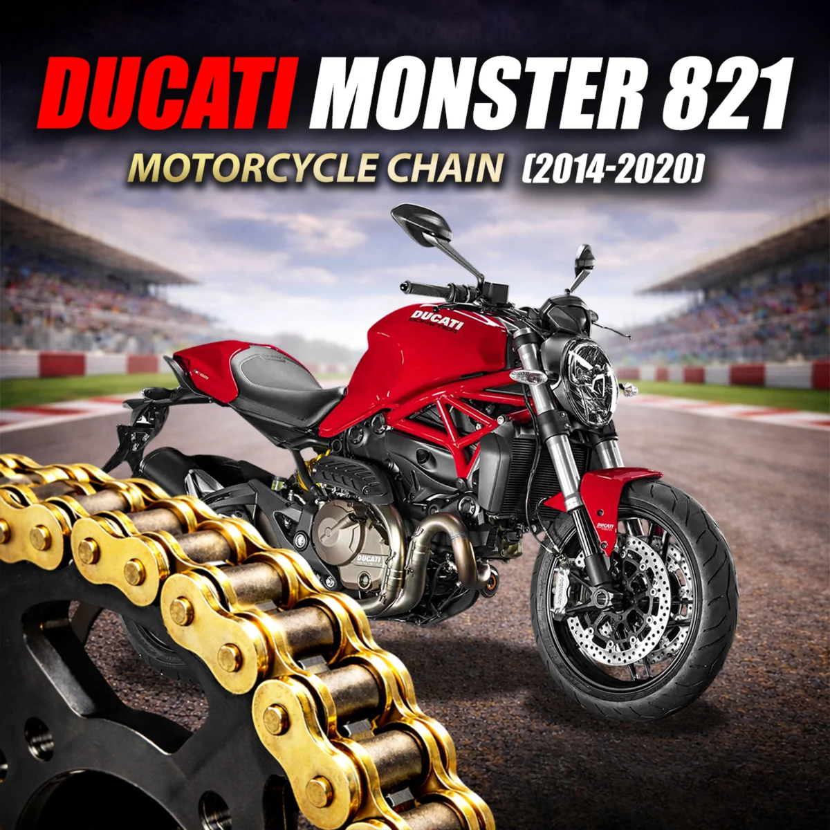 Crank1 Ducati Monster 821 (2014-2020) 520 Pitch ZVM-X 108L Chain - Gold