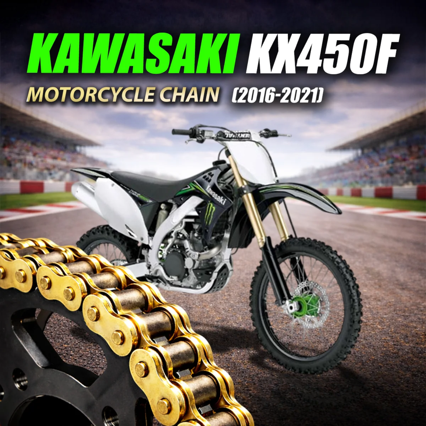 Crank1 Kawasaki KX 450F (2016-2021) 520 Pitch ZVM-X 114L Chain - Gold