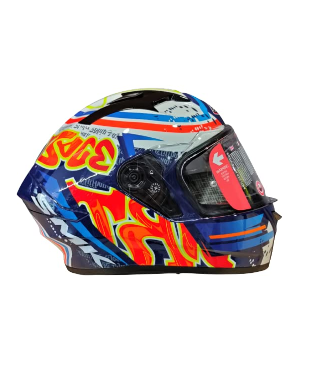 SMK Stellar Graffiti Blue Red Orange Gloss (GL537) Helmet - SMK
