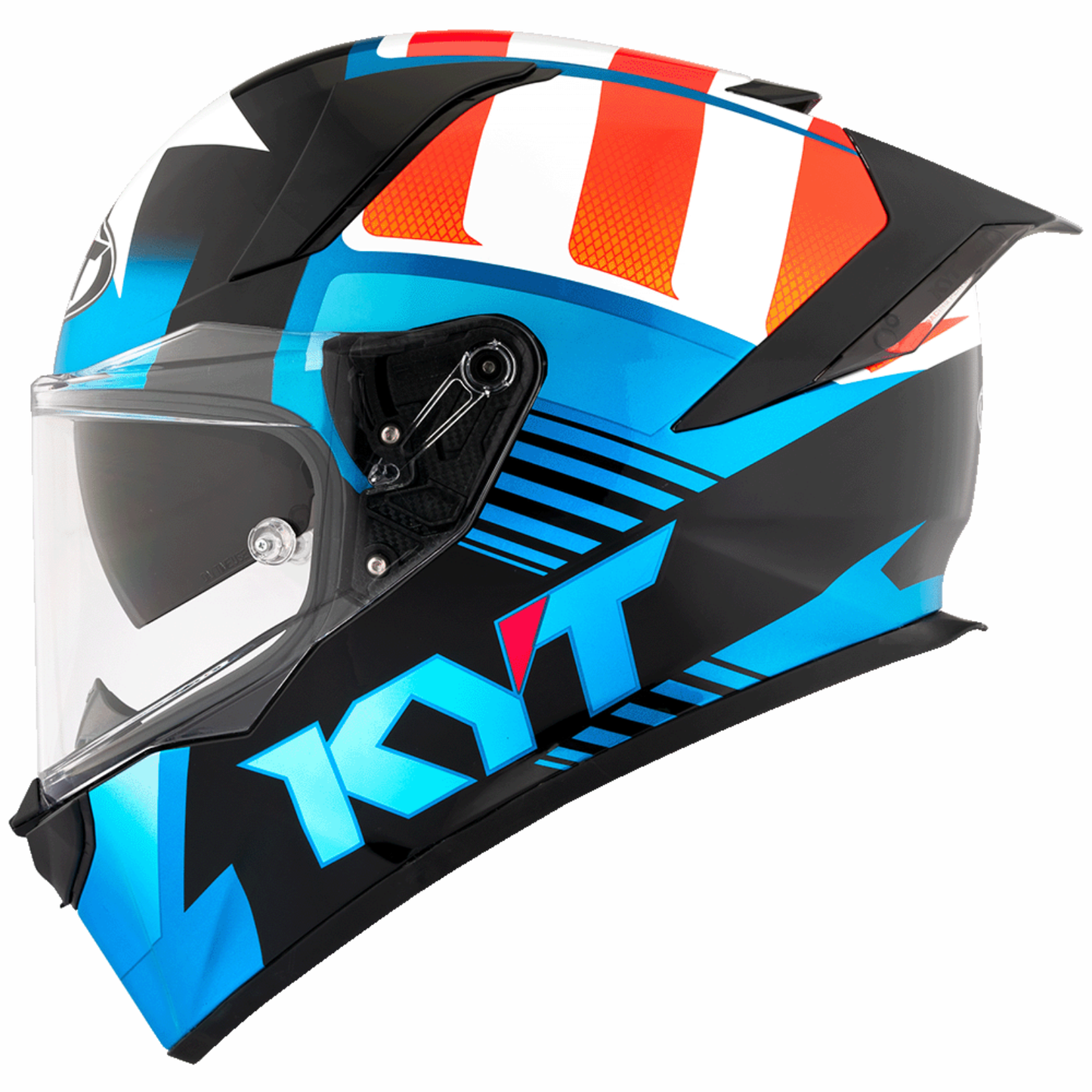 KYT R2R Pro Straight Helmet - Gloss Blue Orange White