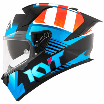 KYT R2R Pro Straight Helmet - Gloss Blue Orange White