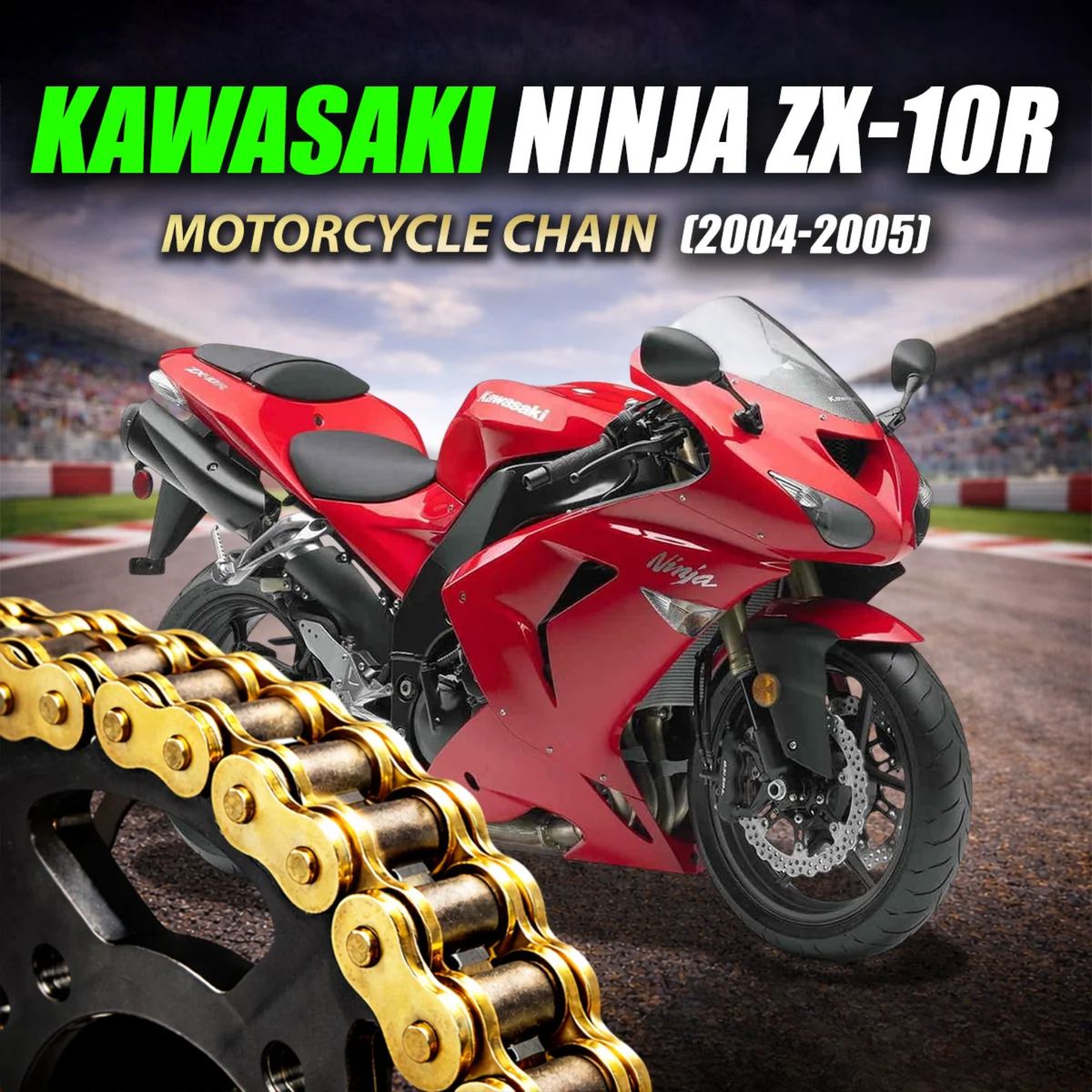 Crank1 Kawasaki Ninja ZX-10R (2004-2005) 525 Pitch ZVM-X 110L Chain - Gold