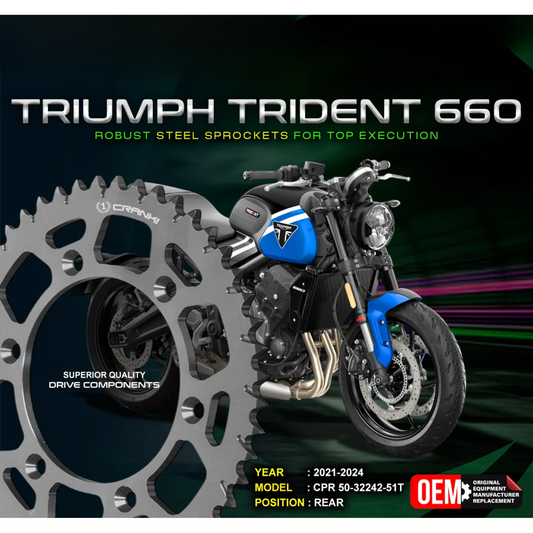 Crank1 Triumph Trident 660 (2021-2024) Performance Motorcycle Sprocket - Black - CPR50-32242-51T