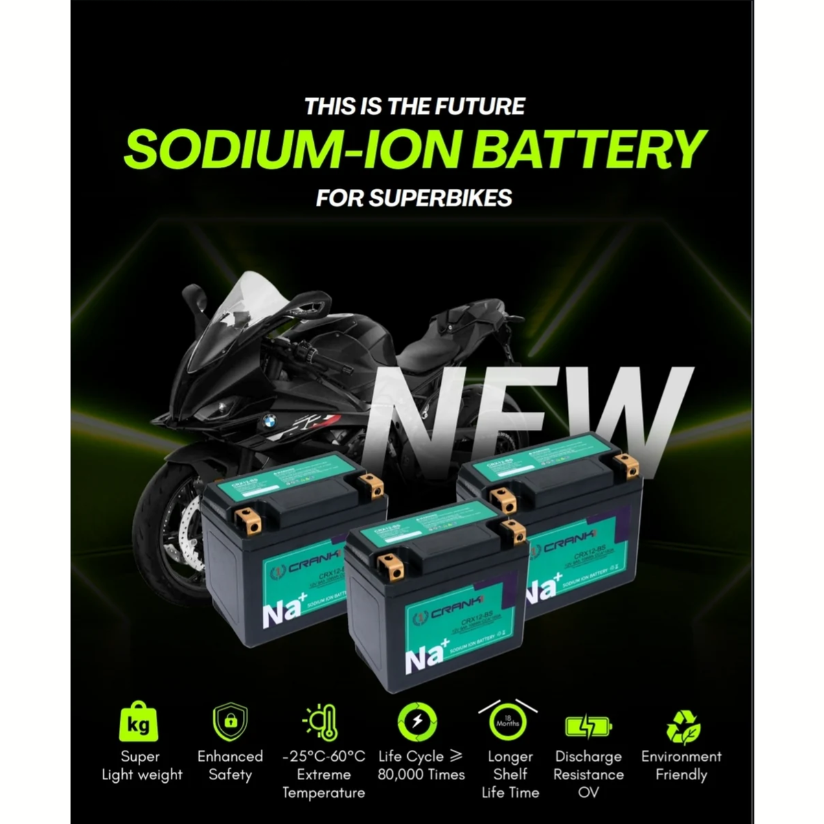 Crank1 BMW F850 GS Adventure (2019-2025) Sodium ION Factory Activated Battery - CRX12-BS – view 2