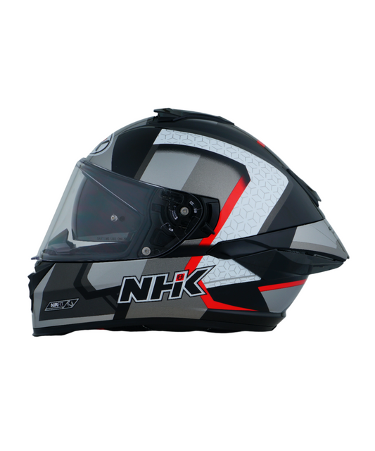 NHK K5R Retro Helmet - Gloss Black Silver Red