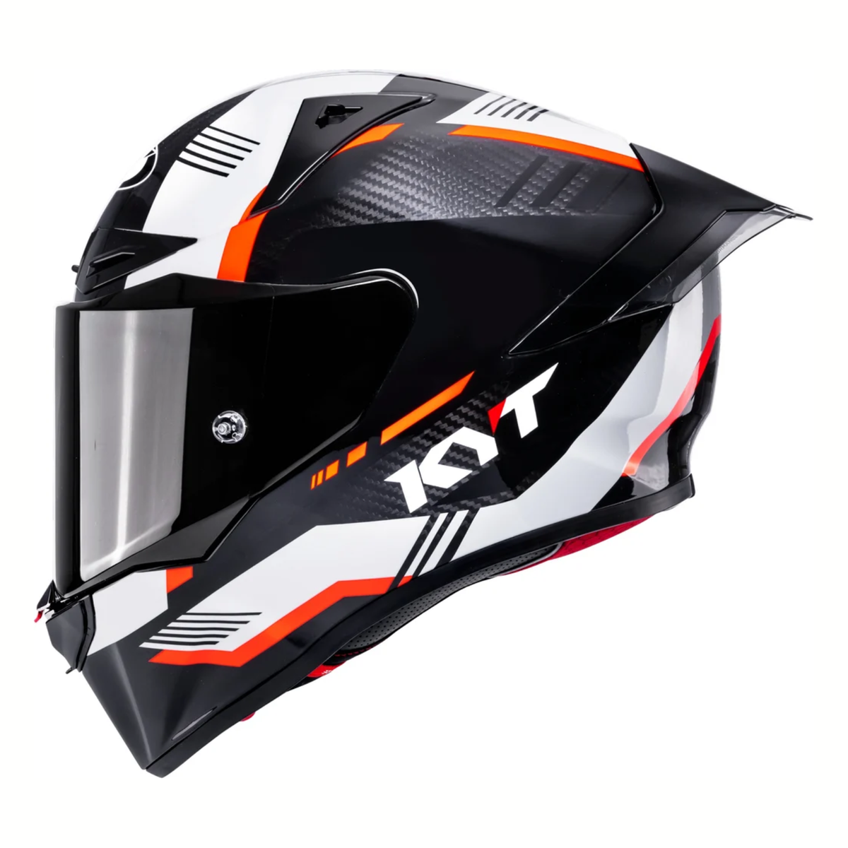 KYT R1R Zone Carbon Fiber Helmet - Gloss Black Orange - KYT Helmets