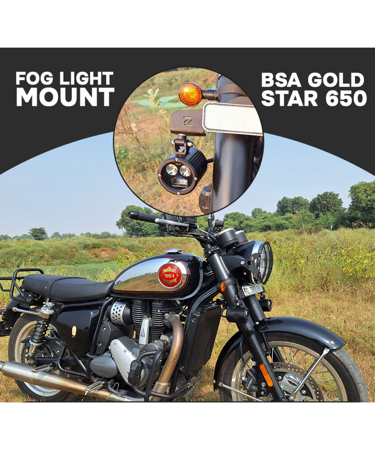 Zana BSA Goldstar 650 Mild Steel Fog Light Mount - ZI-8538 - Zana