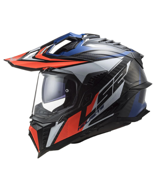 LS2 MX701 C Explorer Focus Carbon Helmet - Gloss Blue White Red