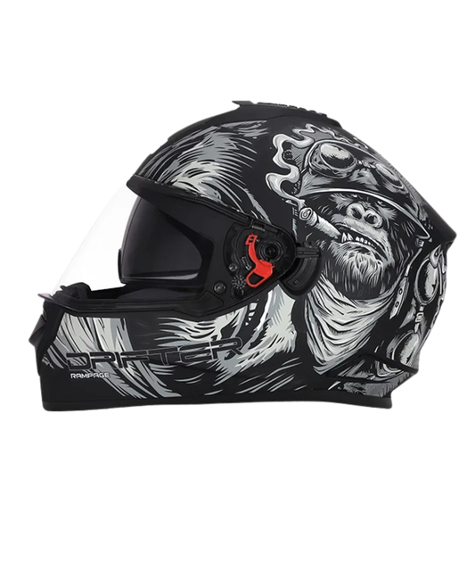Studds Drifter D3 Rampage Decor Graphics Helmet - Matt Black Grey N4