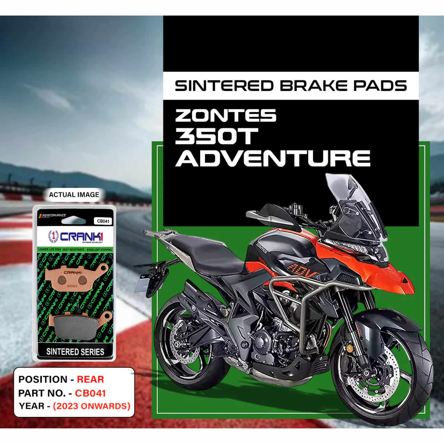 Crank1 Sintered Brake Pads for Zontes 350T Adventure (2023 Onwards)