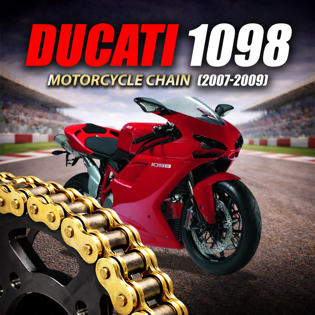 Crank1 Ducati 1098 (2007-2009) 525 Pitch ZVM-X 100L Chain - Gold