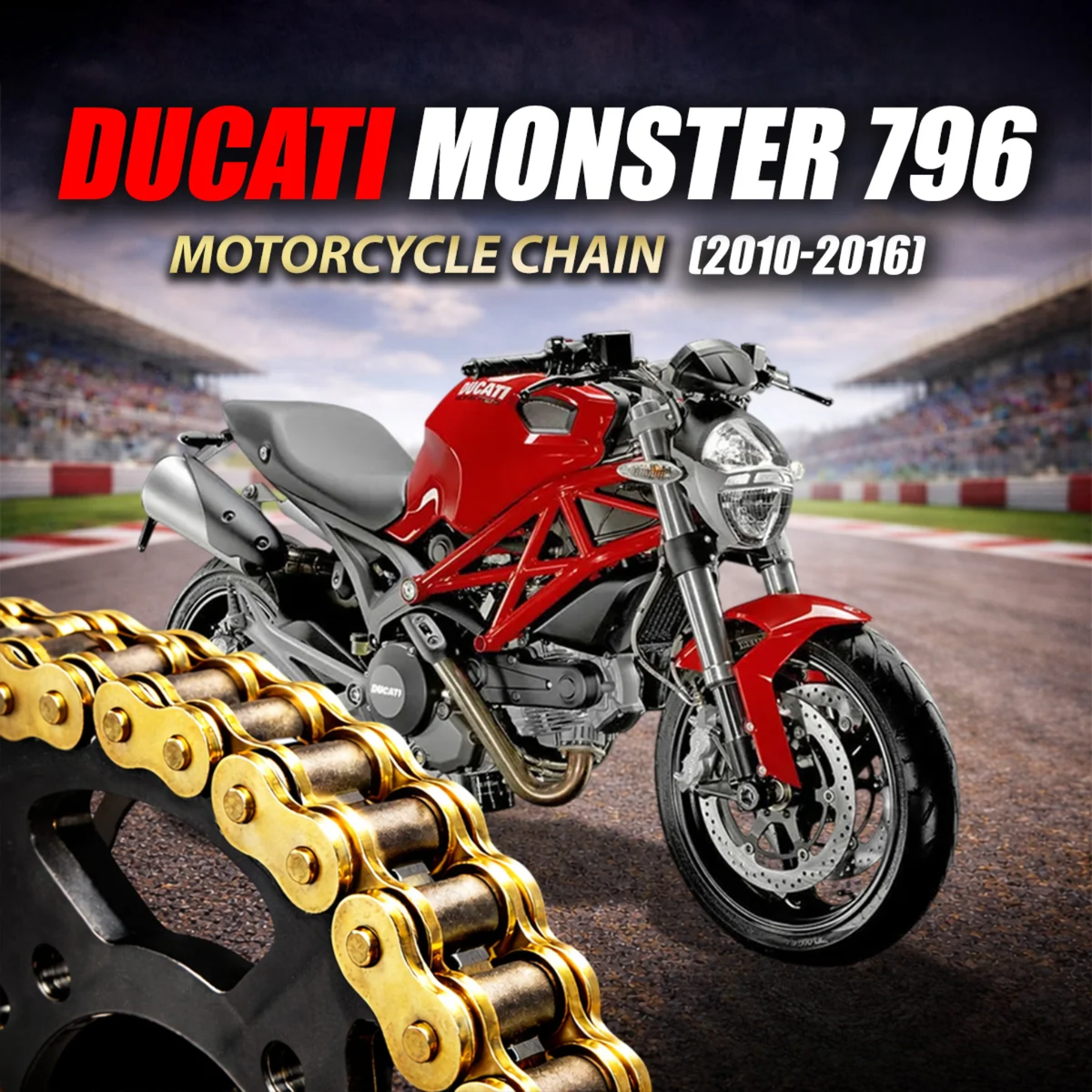 Crank1 Ducati Monster 796 (2010-2016) 525 Pitch ZVM-X 104L Chain - Gold