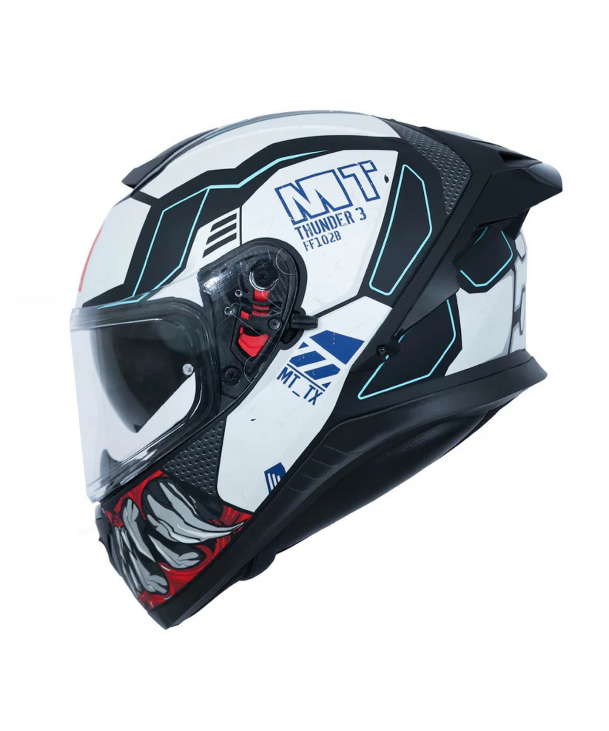 MT Thunder 3 SV Pro T-X A7 Helmet - Gloss White Black Red - MT Helmets
