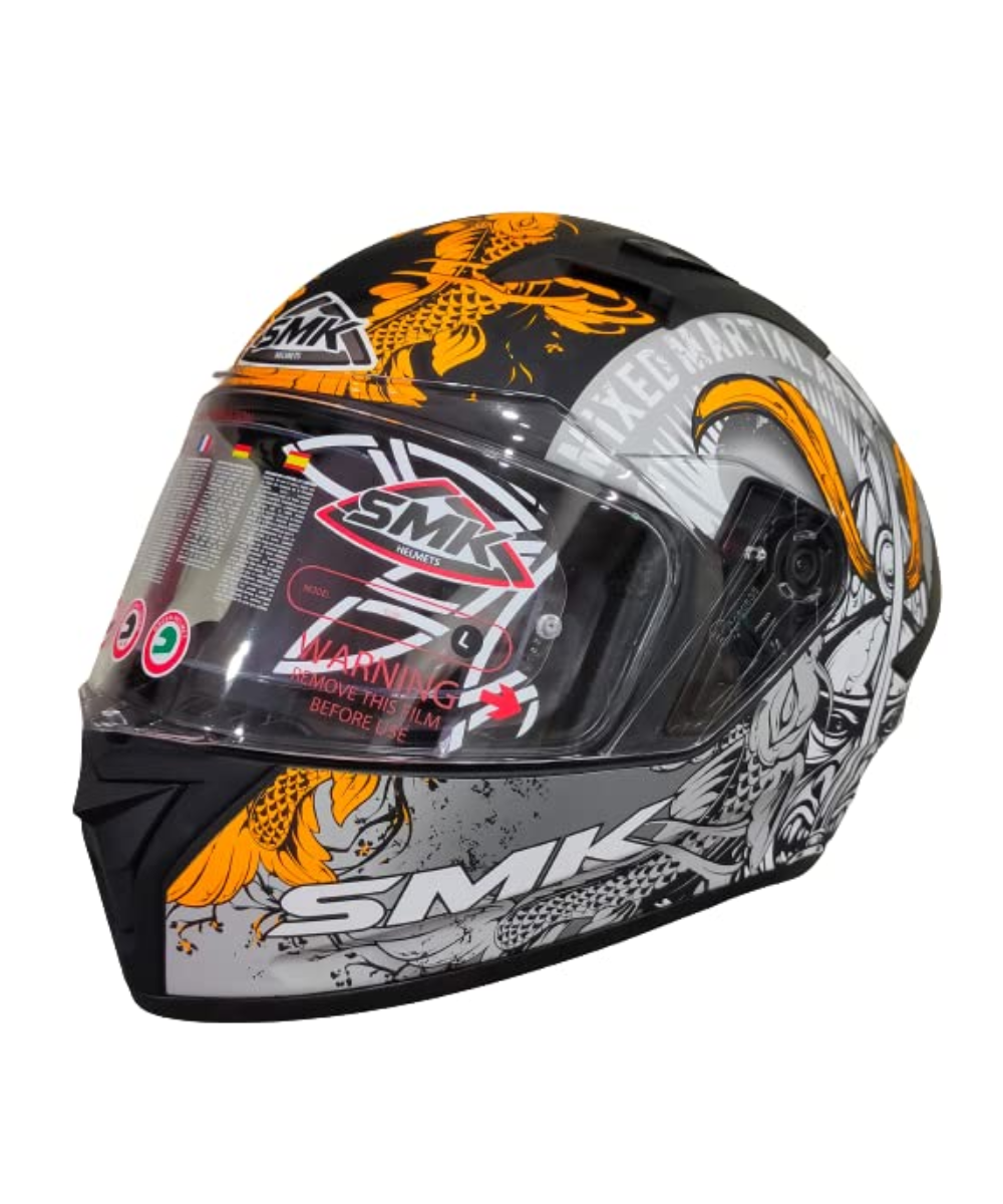 SMK Stellar Samurai Matt Black Grey Orange (MA276) Helmet - SMK