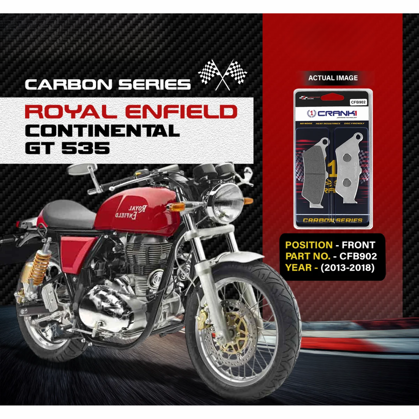 Crank1 Royal Enfield Continental GT 535 (2013-2018) Carbon Brake Pads