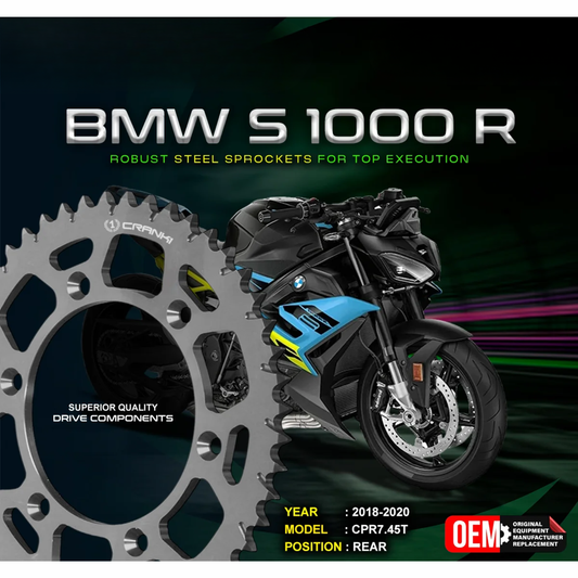 Crank1 BMW S 1000 R (2018-2020) Performance Motorcycle Sprocket - Chrome - CPR7.45T