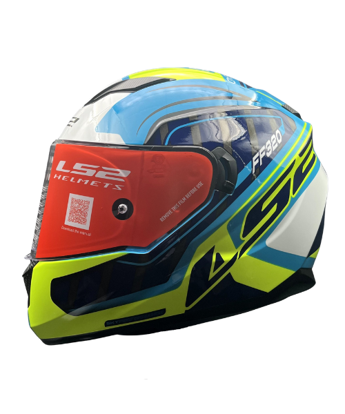 LS2 FF320 Stream Evo Letails Helmet - Blue Hi-Viz Yellow