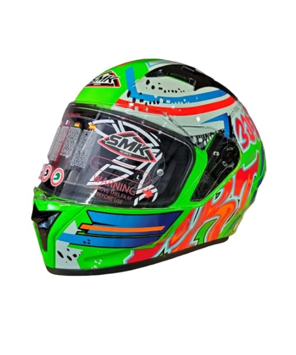 SMK Stellar Graffiti GL837 Green Helmet - SMK