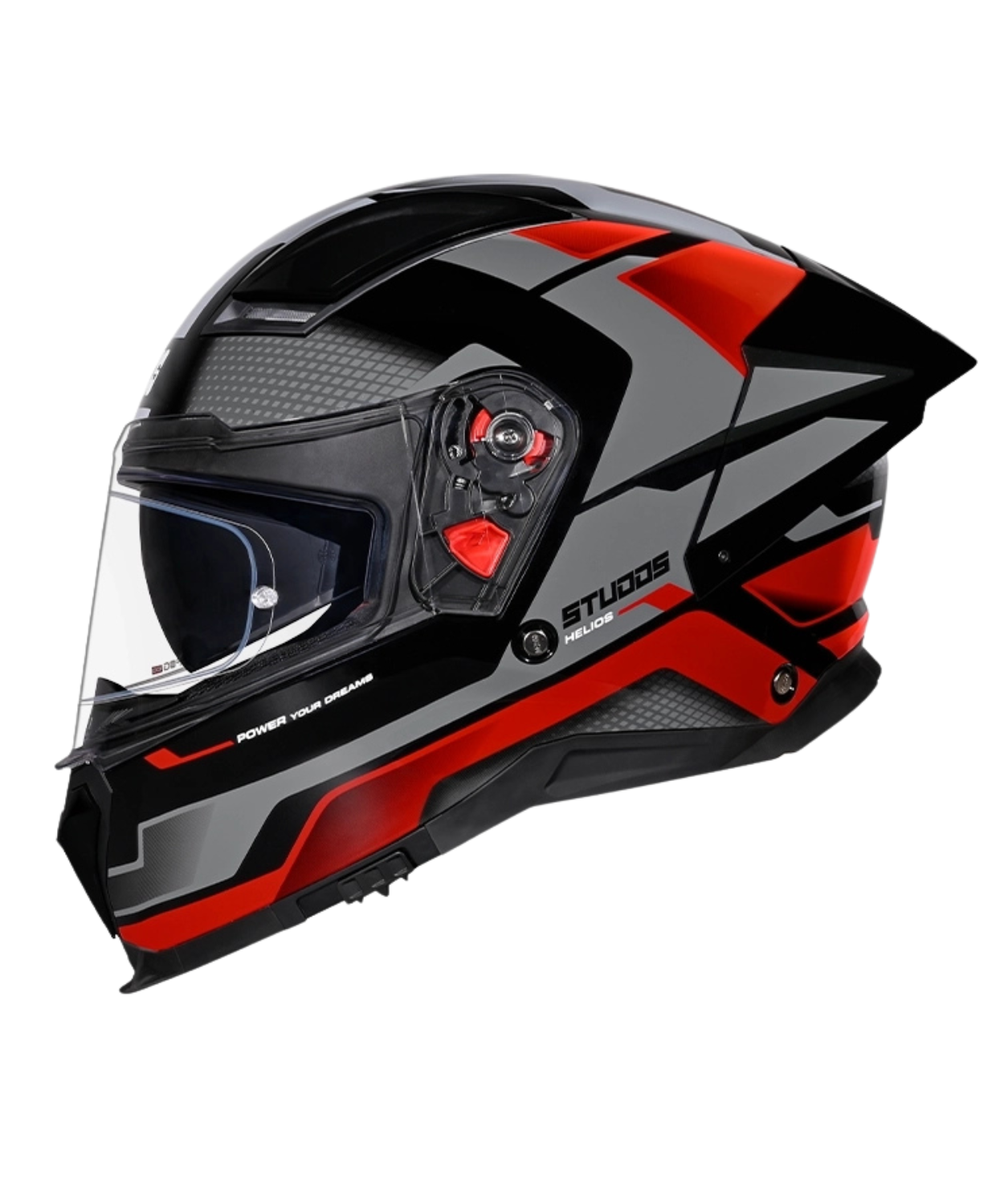 Studds Helios D1 Asphalt Decor Graphics Helmet - Gloss Black Grey Red N2