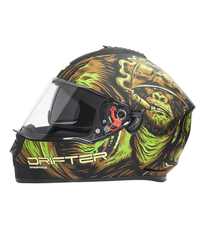 Studds Drifter D3 Rampage Decor Graphics Helmet - Matt Black Green N3