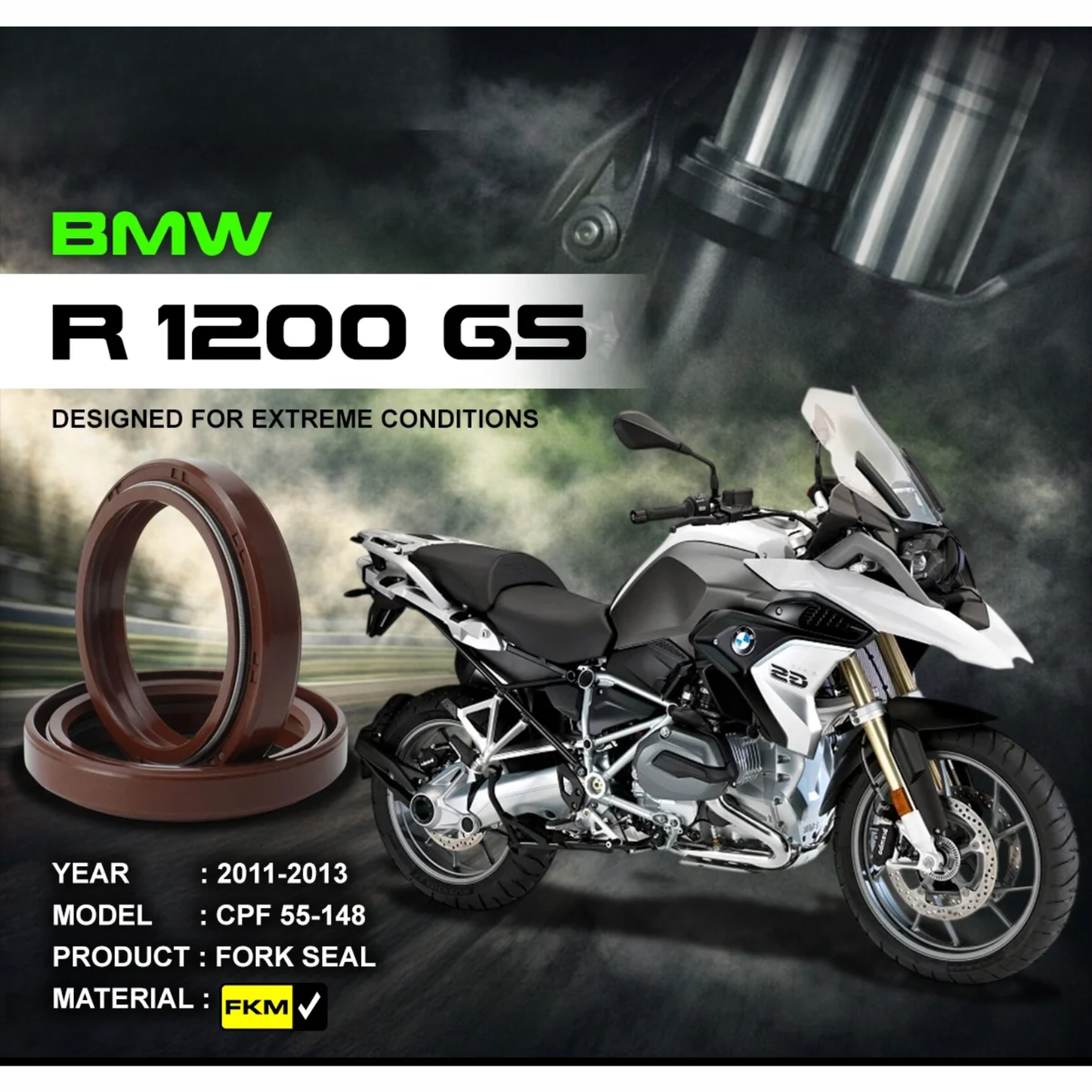 Crank1 BMW R 1200 GS (2011-2013) Fork Oil Seal FKM