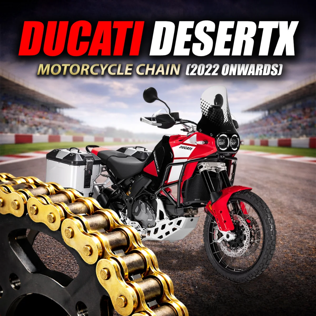 Crank1 Ducati DesertX (2022 Onwards) 525 Pitch ZVM-X 114L Chain - Gold