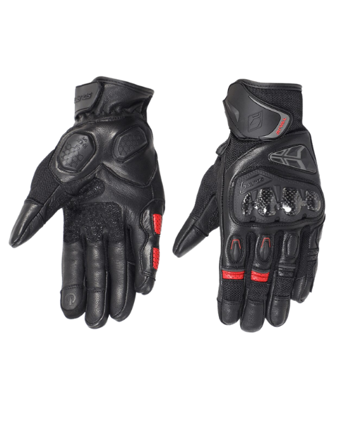 Solace Rival Carbon CE Motorcycle Riding Gloves - Red