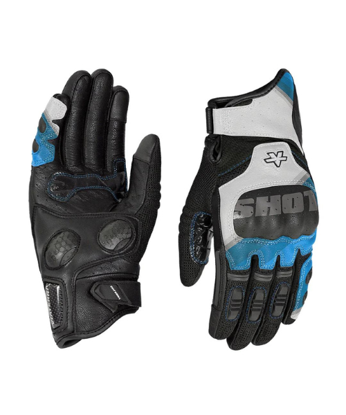 Viaterra Holeshot Pro Semi Gauntlet Hybrid Riding Gloves - Black Blue