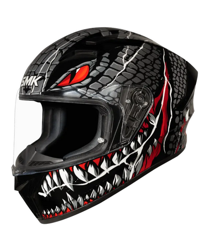 SMK Stellar Sports Taotei GL263 Helmet - Gloss Black Grey Red