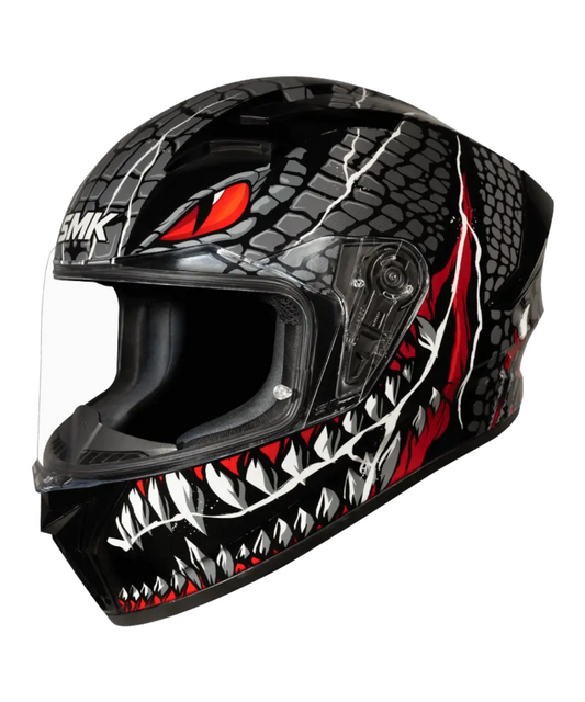SMK Stellar Sports Taotei GL263 Helmet - Gloss Black Grey Red