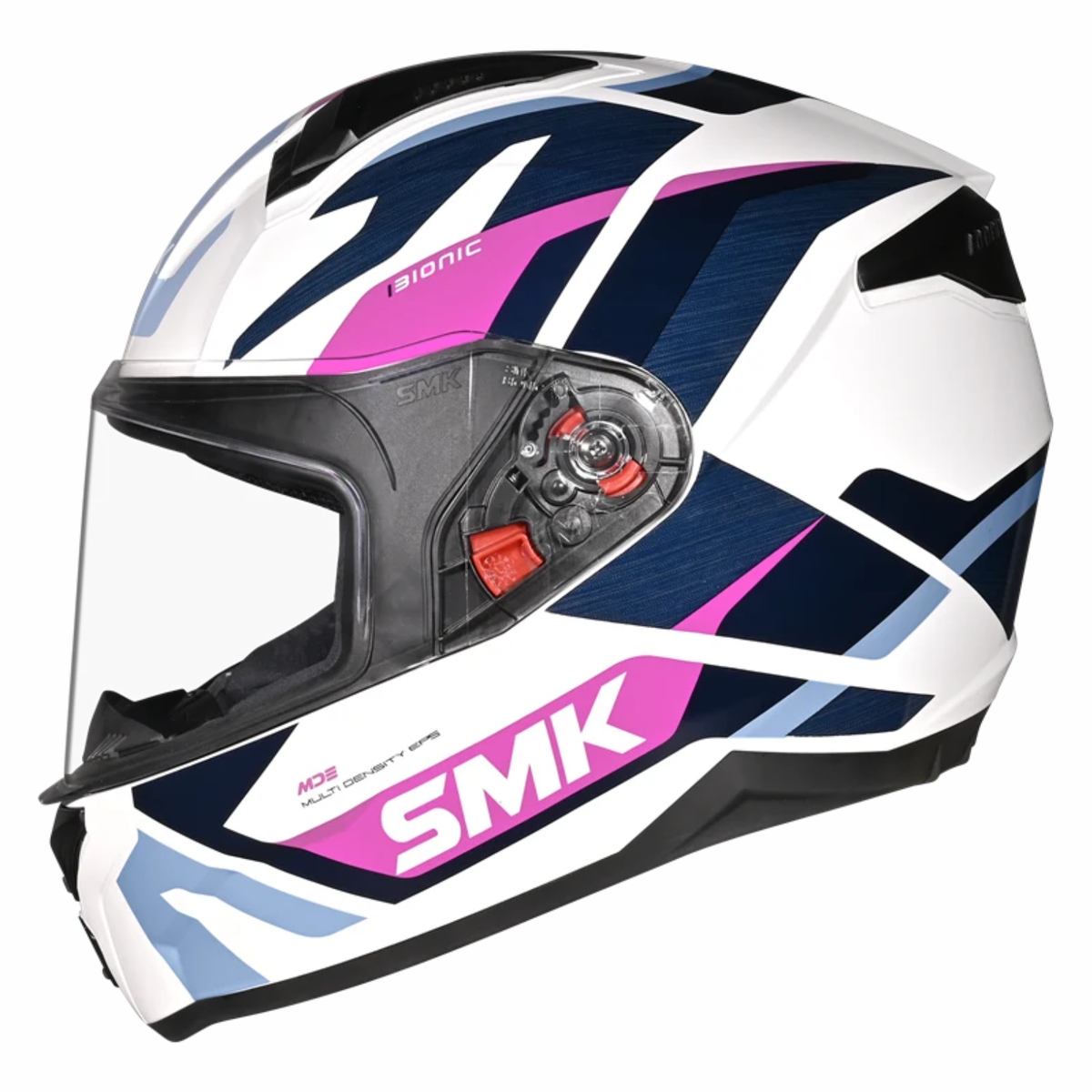 SMK Bionic Adult Kore GL159 Helmet - Gloss White Pink Grey - SMK