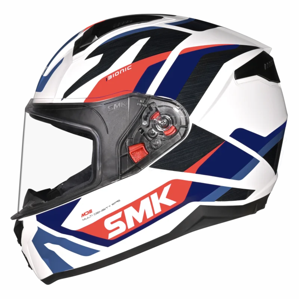 SMK Bionic Adult Kore GL153 Helmet - Gloss White Red Blue - SMK